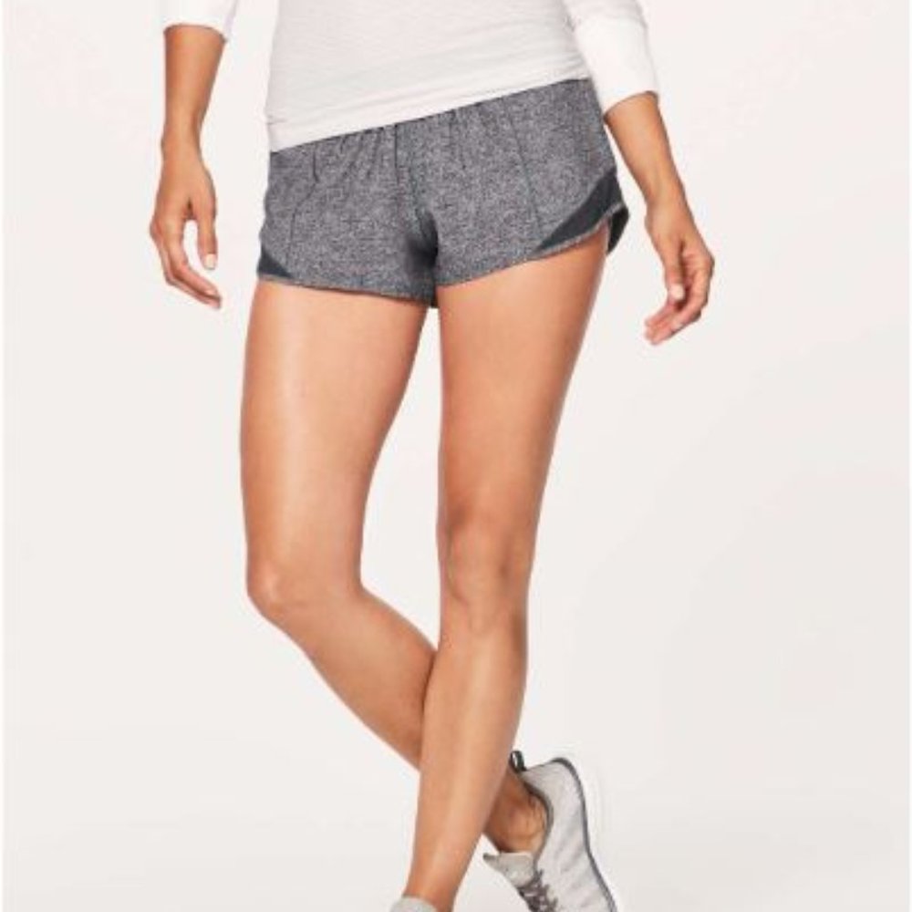 Lululemon Sz 8 Hotty Hot Short II 2.5"  Heathered Gray Black